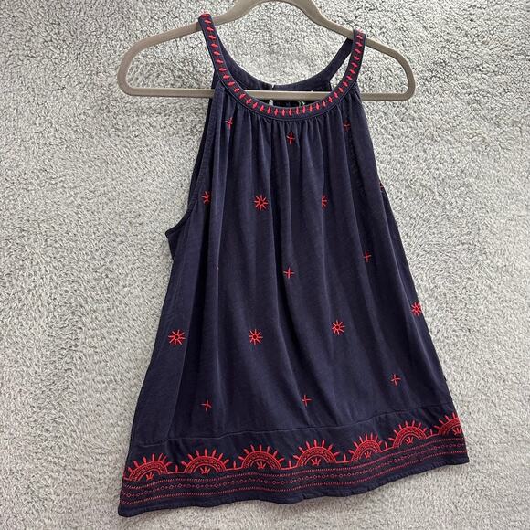 Eddie Bauer‎ Women's Large Blue Tank Top Red Embroidered Design Summer Vacation - Picture 3 of 12